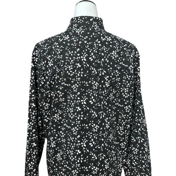 Express Floral Blouse Long Sleeve Collared Button-Up Black White Floral W M NWOT - Picture 5 of 8
